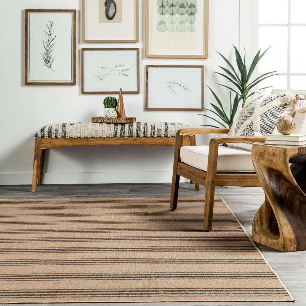 Bungalow Rose Hassell Lavina Striped Easy 100% recycled polyester Machine Washable Area Rug