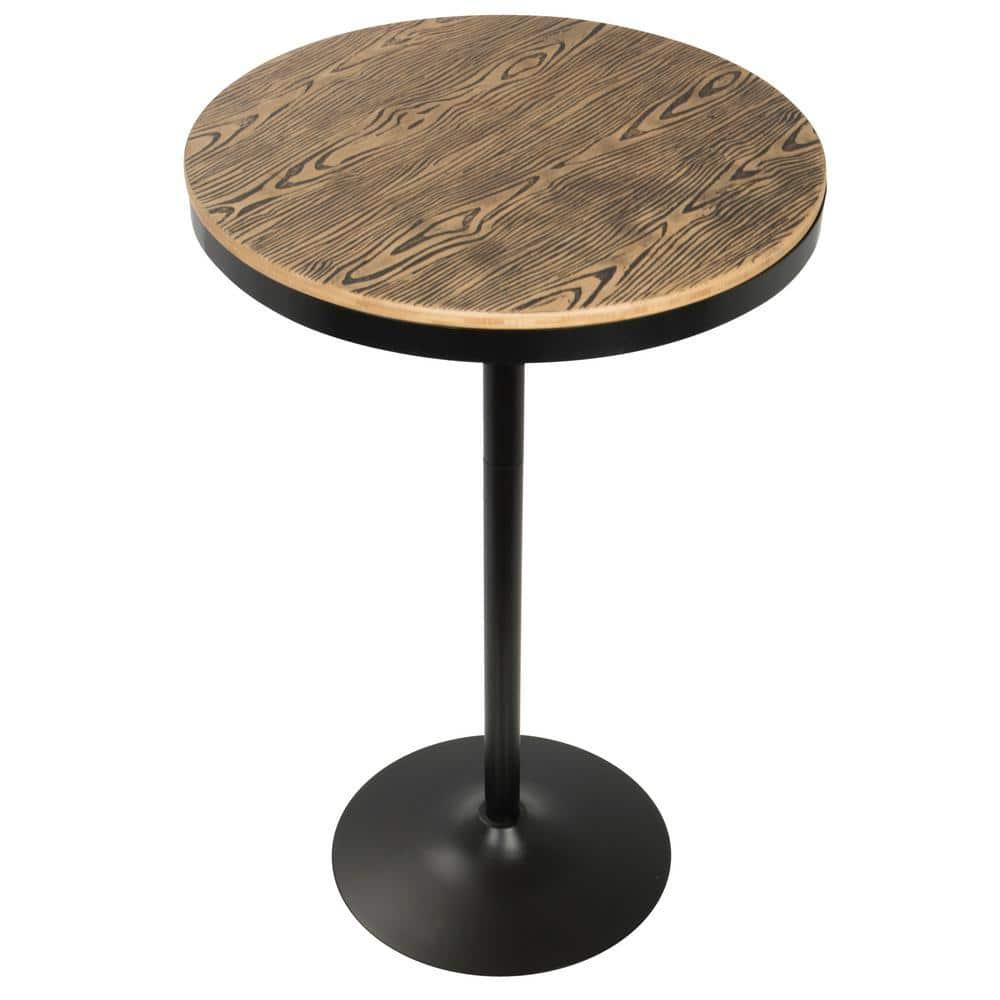 Dakota Industrial Adjustable Bar Height Table Black/Natural - LumiSource: Metal Base, Round Bamboo Top