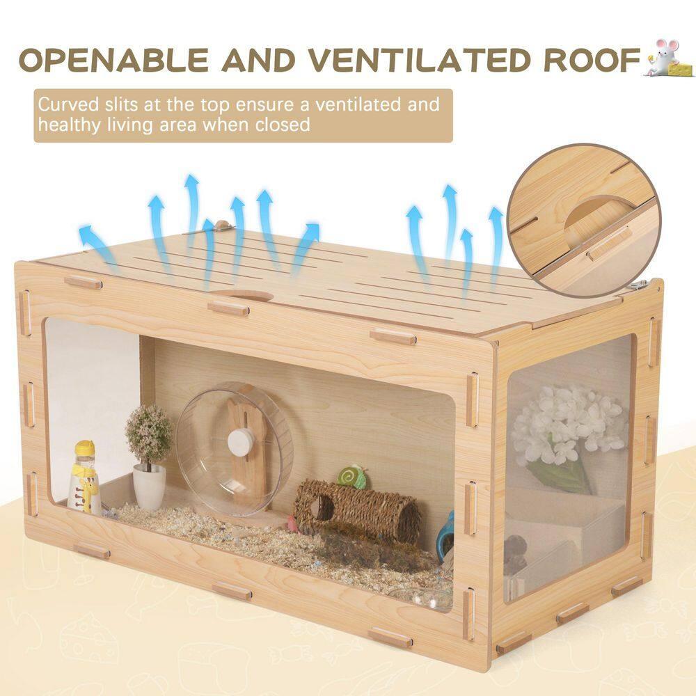 COZIWOW Large Wooden Hamster Cage,Habitat Shelter W/Acrylic Board,Flip Top