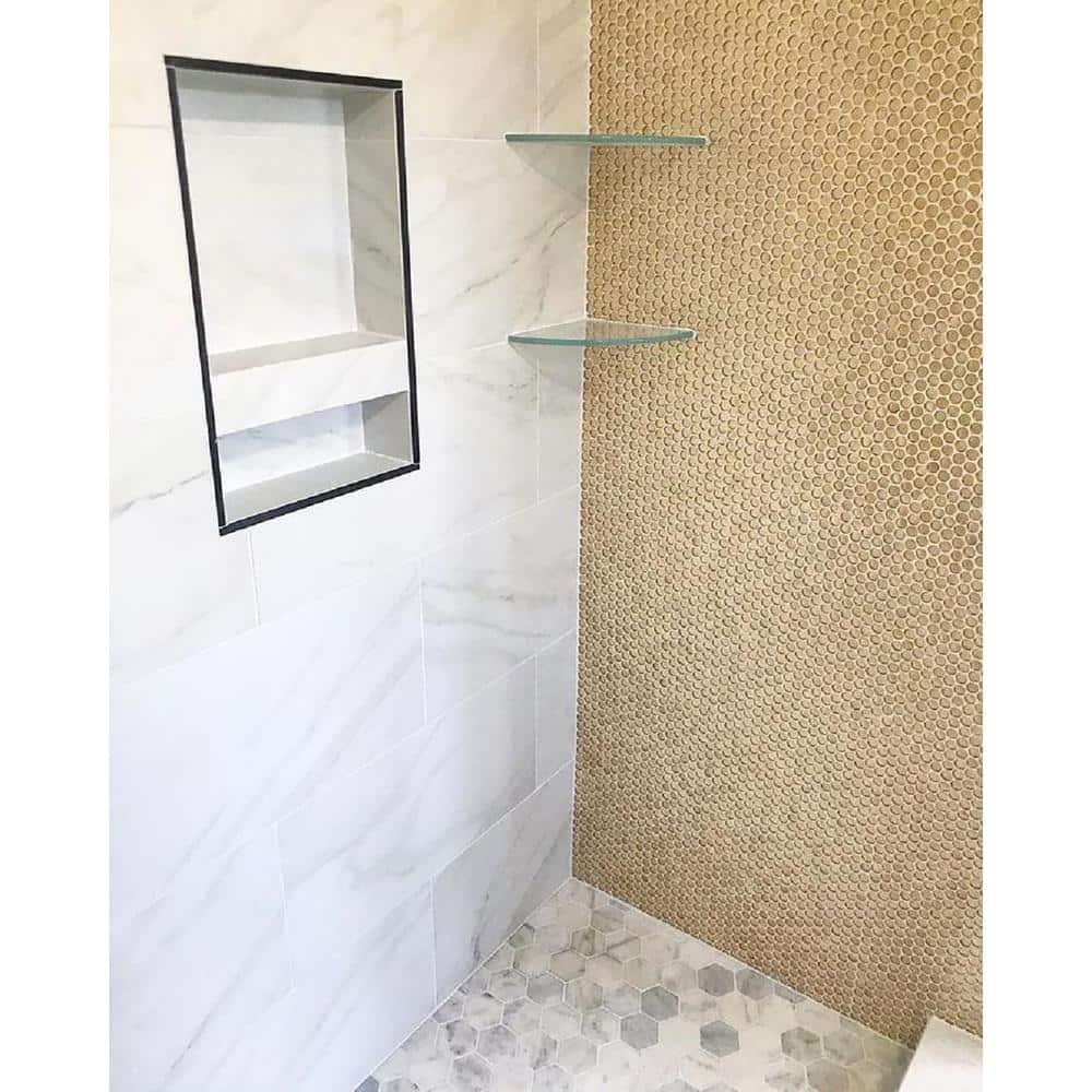 Apollo Tile   10 pack 12.2-in x 12.2-in Gold Penny Round Glass Mosaic Wall Tile (10.34 Sq ft/case)