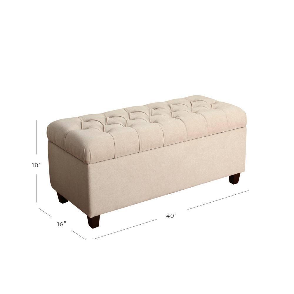 Ainsley Button Tufted Storage Bench - Oatmeal - HomePop