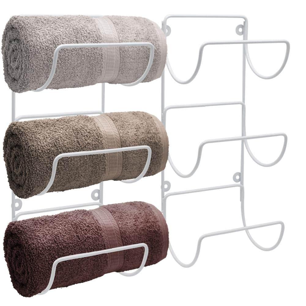 Sorbus Wall Mounted Towel Rack Holder for Bathroom, Metal White (2-Pack = 6 Tier/Shelves)