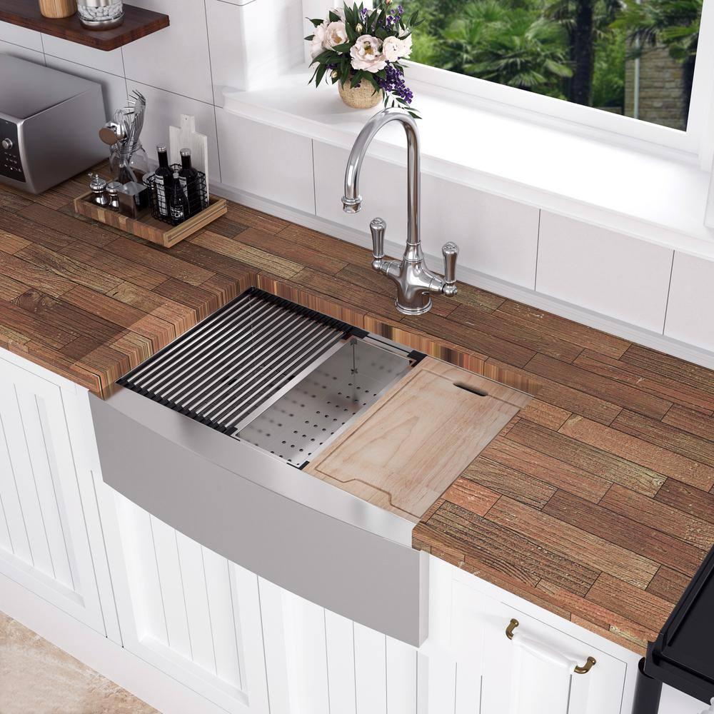 36'' L Farmhouse / Apron Single Bowl Stainless Steel Kitchen Sink