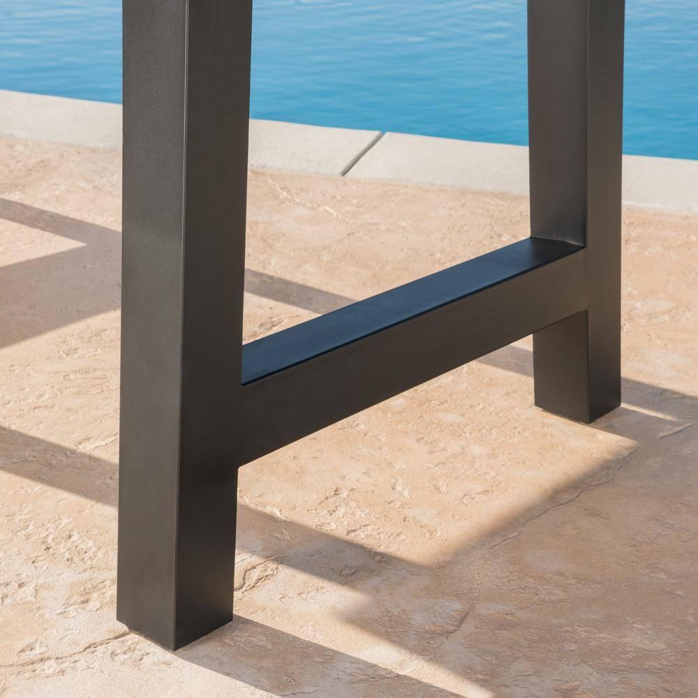 Noble House 70.25" Iron Weather Resistant Outdoor Dining Table, Black