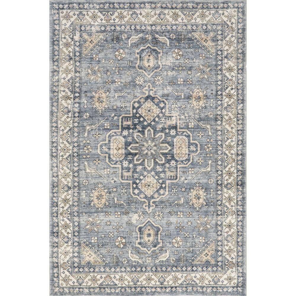 Nuloom Jordan Medallion 3x5 Machine Washable Accent Indoor Area Rug for Living Room Bedroom Dining Room Entryway Kitchen, Grey/Ivory