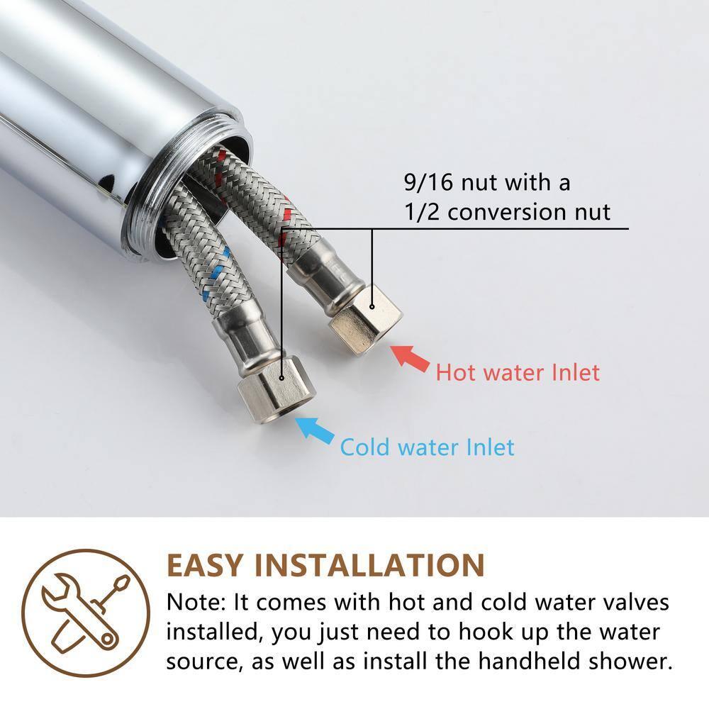 Chrome Freestanding Bathtub Faucet with Hand Shower