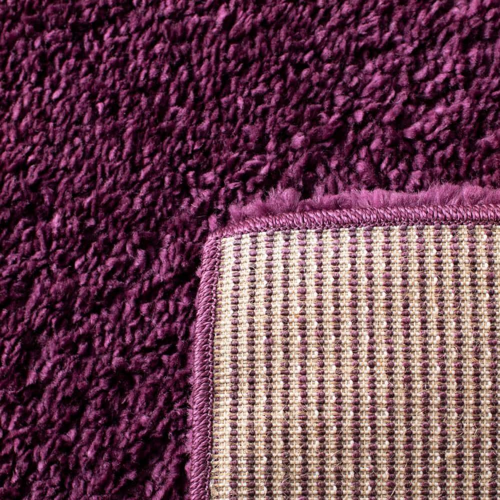 SAFAVIEH August Carlene Solid Plush Shag Area Rug, Purple, 6'7" x 6'7" Square