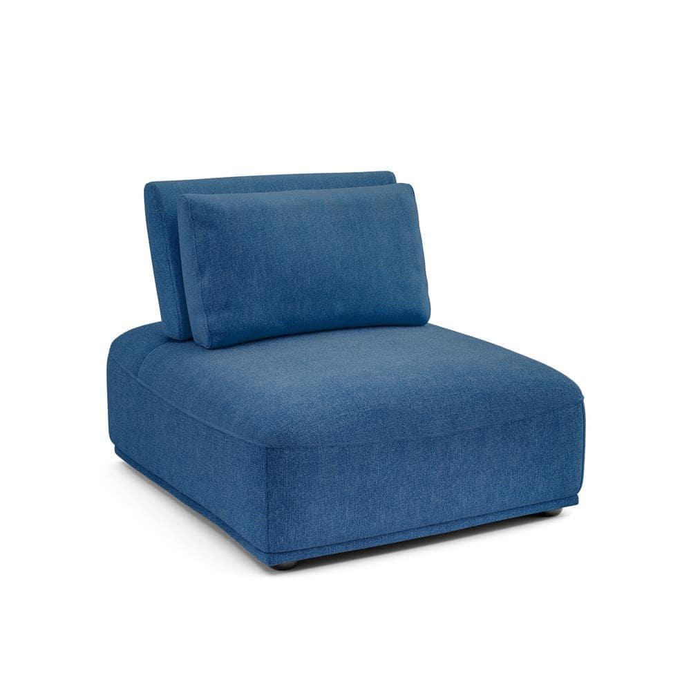 HOMES: Inside + Out Povoa Modern Modular Armless Chair Chenille with Extendable Backrest Blue