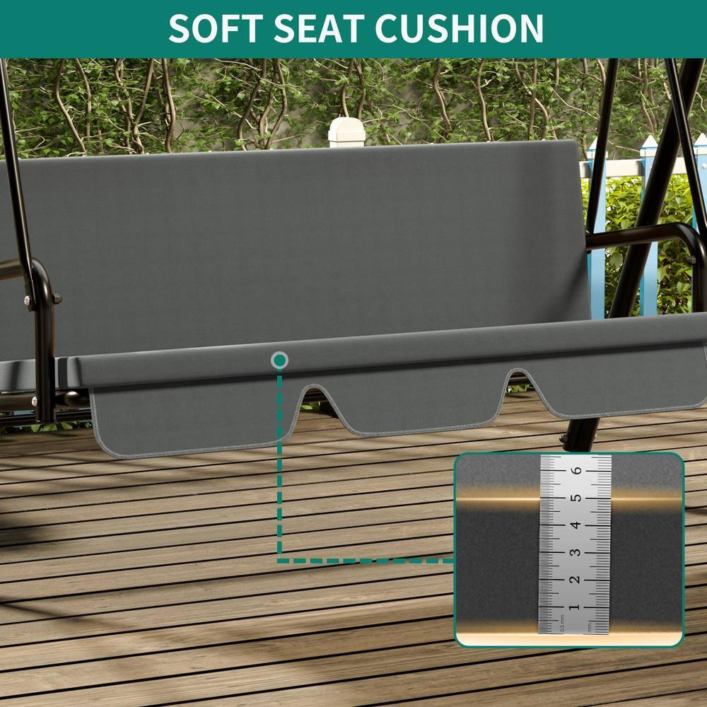 Costway Outdoor Patio Swing Canopy 3 Person Canopy Swing Chair Patio Hammock Black