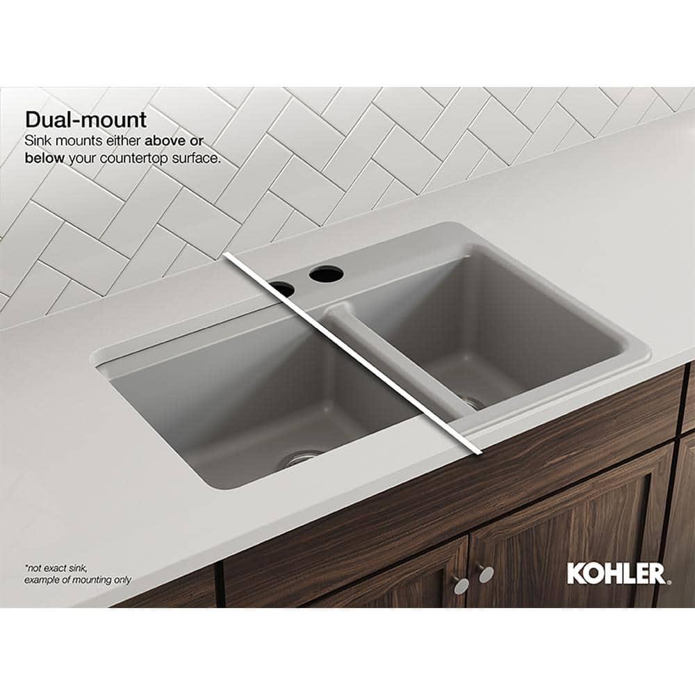 Iron Tones 33" L x 18.75" W Large/Medium Double-Bowl Kitchen Sink