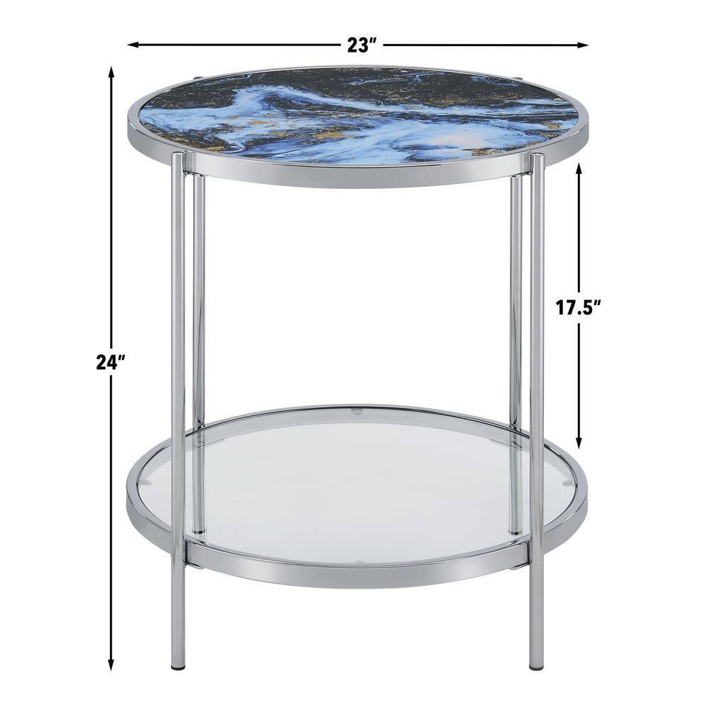 Steve Silver Averie Contemporary 23" Reversible Round End Table, Blue