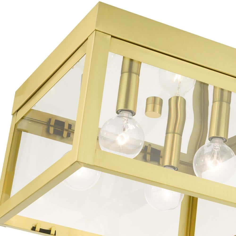 Livex Lighting Nyack 4 - Light Flush Mount in  Satin Brass