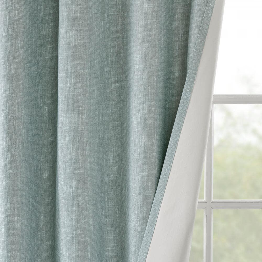 84"x50" Rune Printed Heathered Blackout Curtain Panel Aqua: SunSmart Energy Efficient Grommet Top Curtain