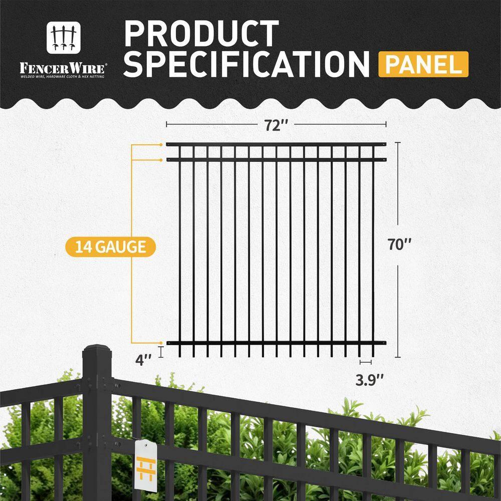 Fencer Wire Fencer Wire 4/ 5/ 6FT H X 6FT W Heavy Duty Flat Top Fence Barrier Panel, Anti-Rust Metal Fencing Panel, Pack of 5