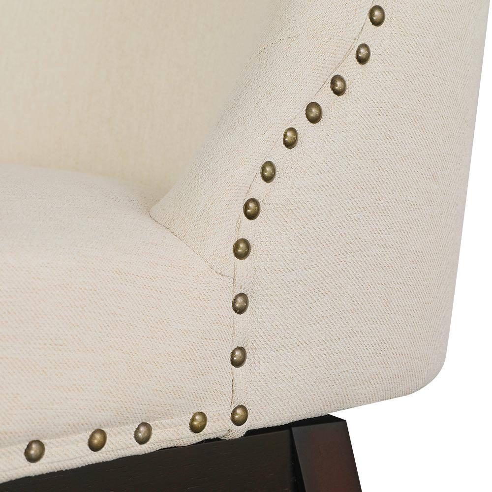 Zoi 26 in. Wood 360 Free Swivel Upholstered Bar Stool with Back, Performance Fabric in Linen. (Set of 3)