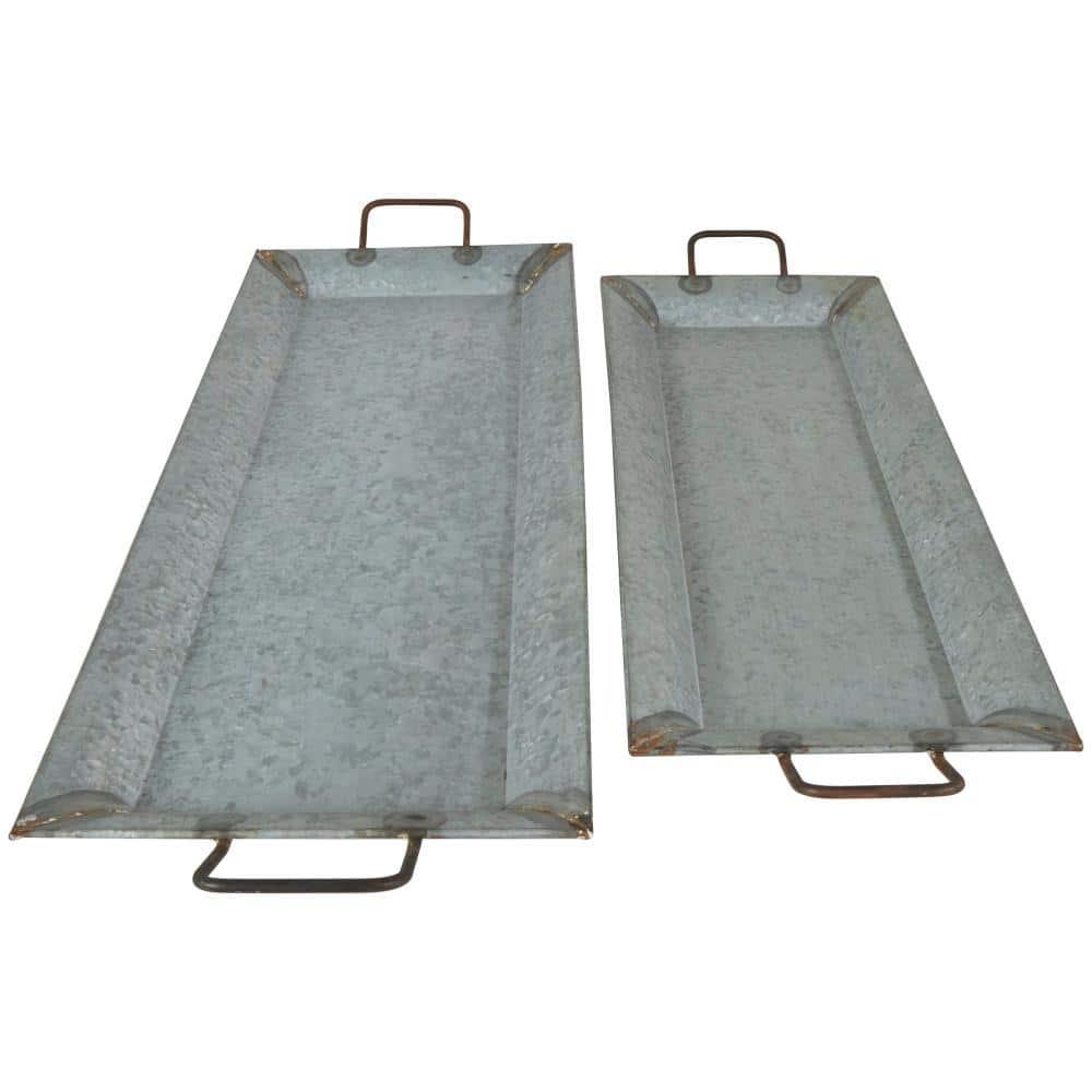 Farmhouse Rustic Serving Tray Set Gray 2pk - Olivia & May