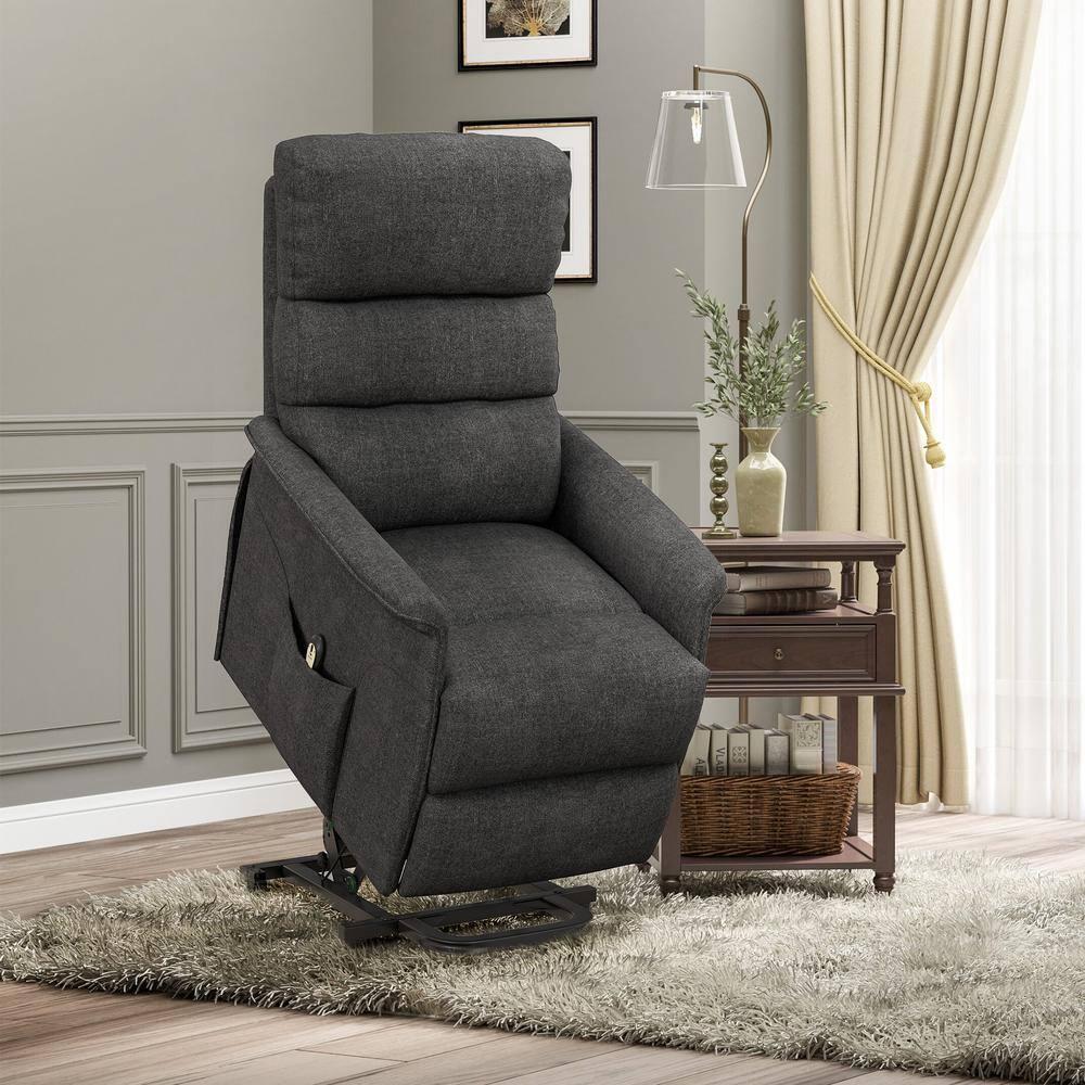 HOMCOM Electric Power Lift Recliner Chair for the Elderly, Fabric Lift Chair with Remote Control, Side Pockets for Living Room, Black