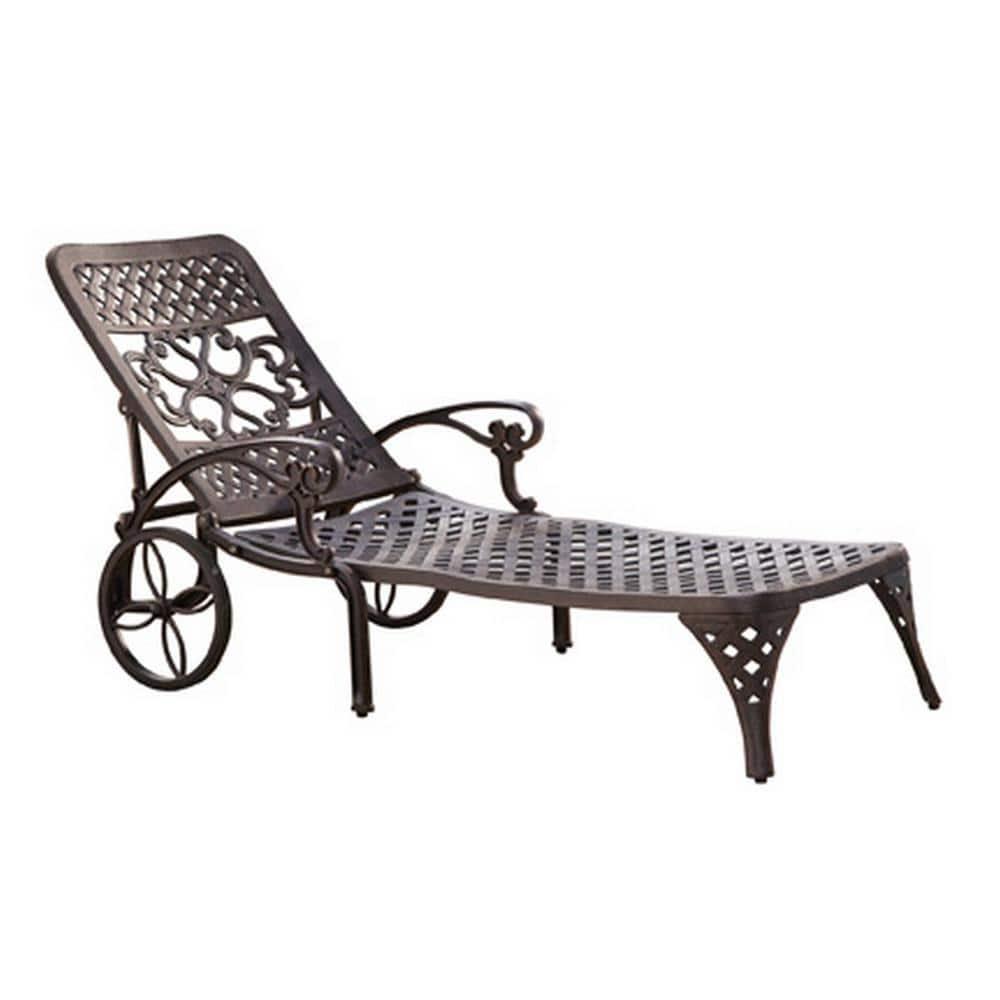 Homestyles Sanibel Cast Aluminum Outdoor Patio Reclining Chaise Lounge in Bronze