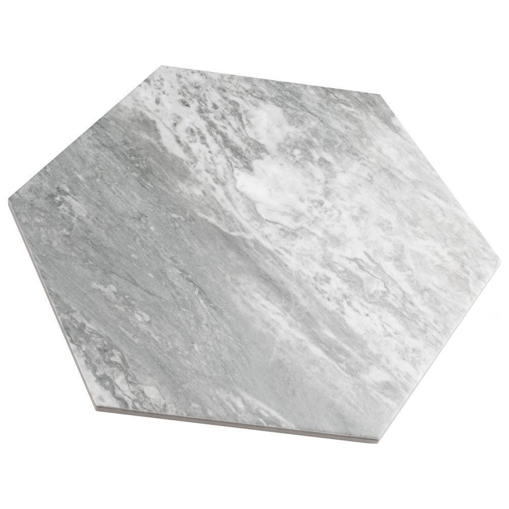 Marbilia Hex Bardiglio w/Biotech 11" x 13" Porcelain Marble Look Wall & Floor Tile