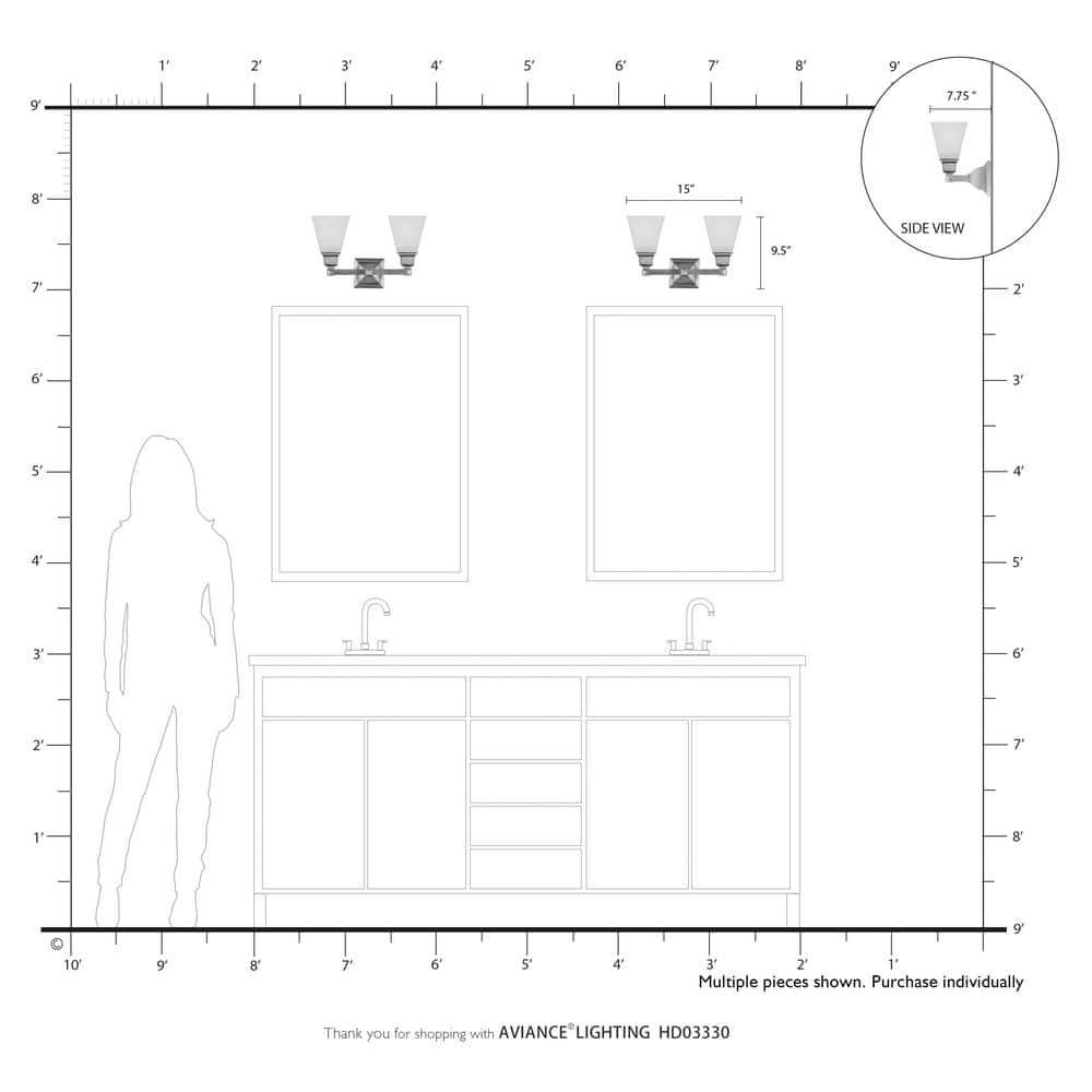 Livex Lighting Mission 2 - Light Vanity in  Antique Brass