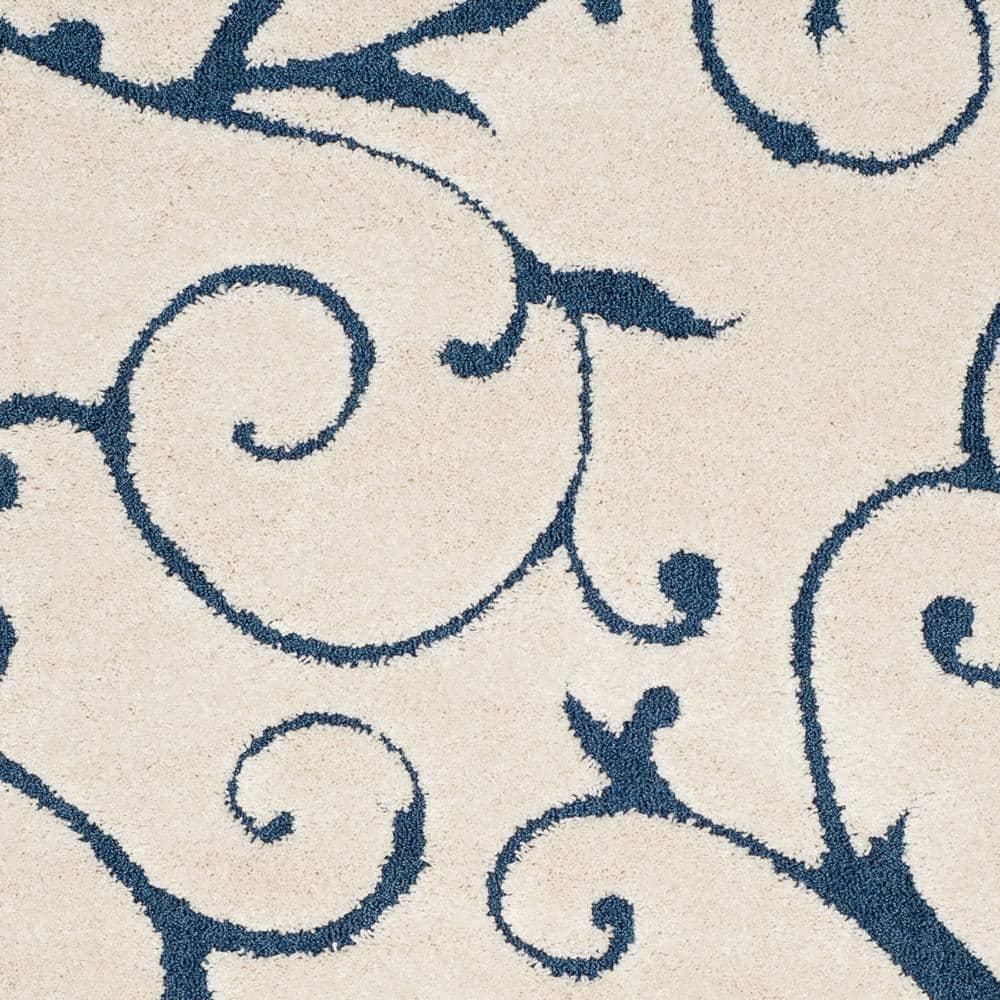 Florida Shag SG455 Power Loomed Indoor Area Rug - Cream/Blue - 9'6"x13' - Safavieh.
