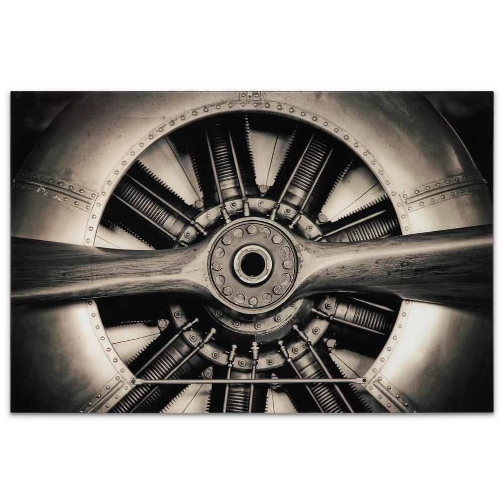 Empire Art Direct Plane Propeller Frameless Free Floating Tempered Glass Panel Graphic Wall Art, 48" x 32" x 0.2", Ready to Hang