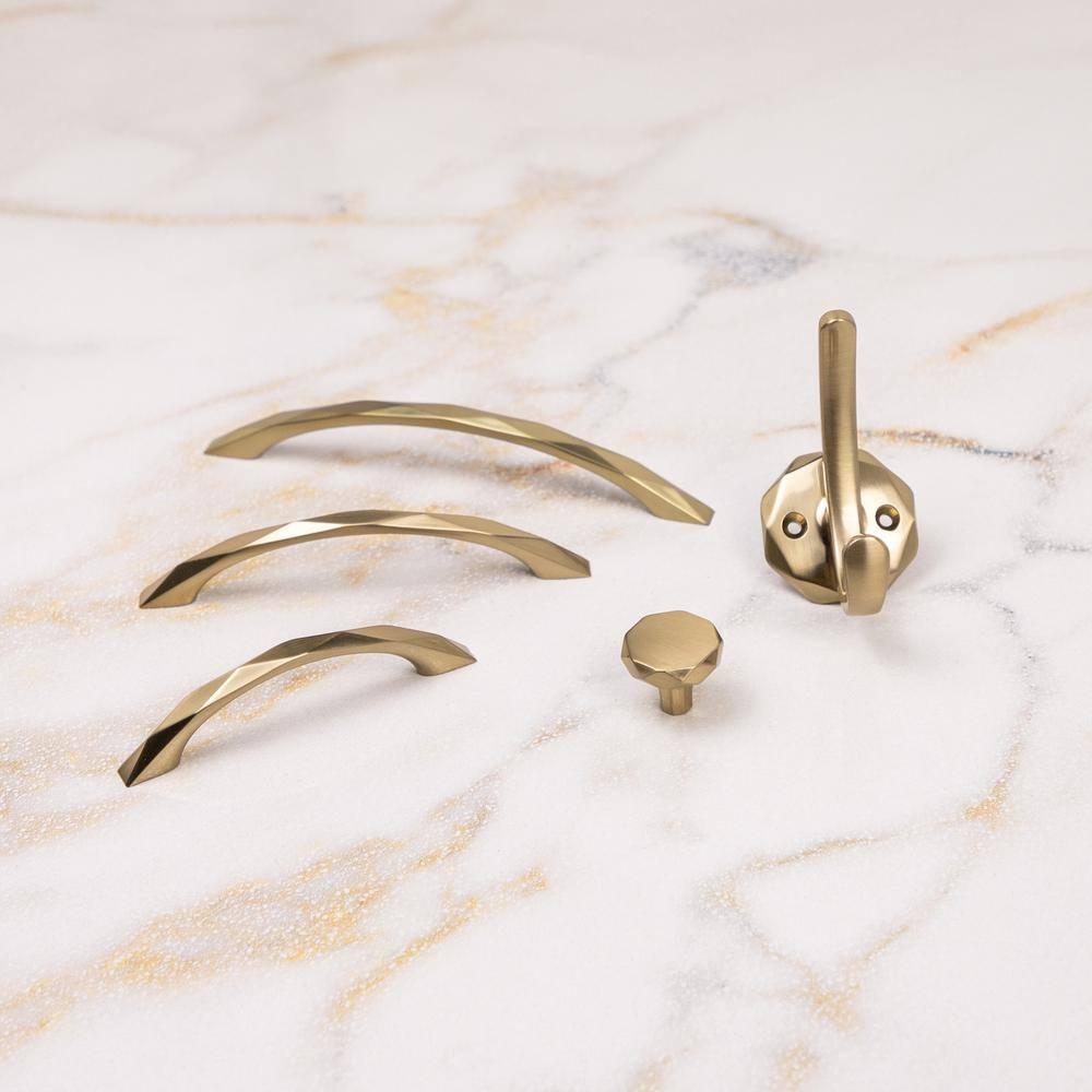 Hickory Hardware 1 Pack Solid Core Kitchen Cabinet Pulls, Luxury Cabinet Handles, Hardware for Doors & Dresser Drawers, 3-3/4 Inch (96mm) Hole Center, Champagne Bronze, Karat Collection