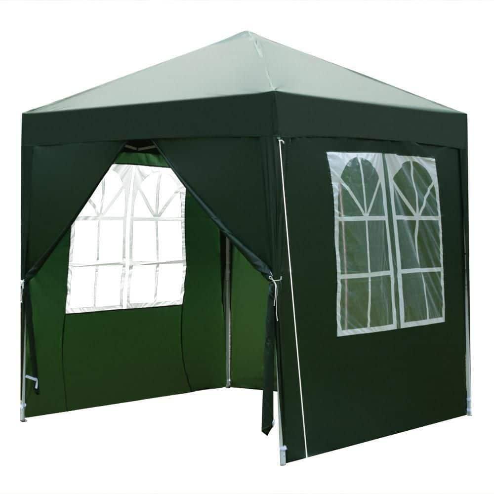6.5x6.5ft Pop Up Canopy Tent, Outdoor Instant Shelter Folding Canopy with 4 Side Walls and Carry Bag for Commercial Events, Party, Backyard BBQ, Camping (Green)