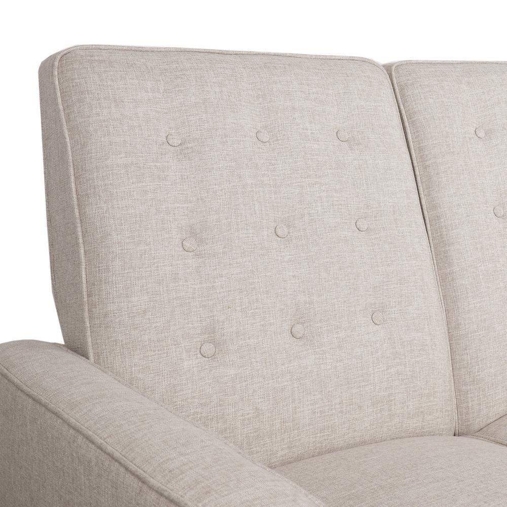 Noble House Craigue Fabric Tufted Loveseat Pushback Recliner, Beige