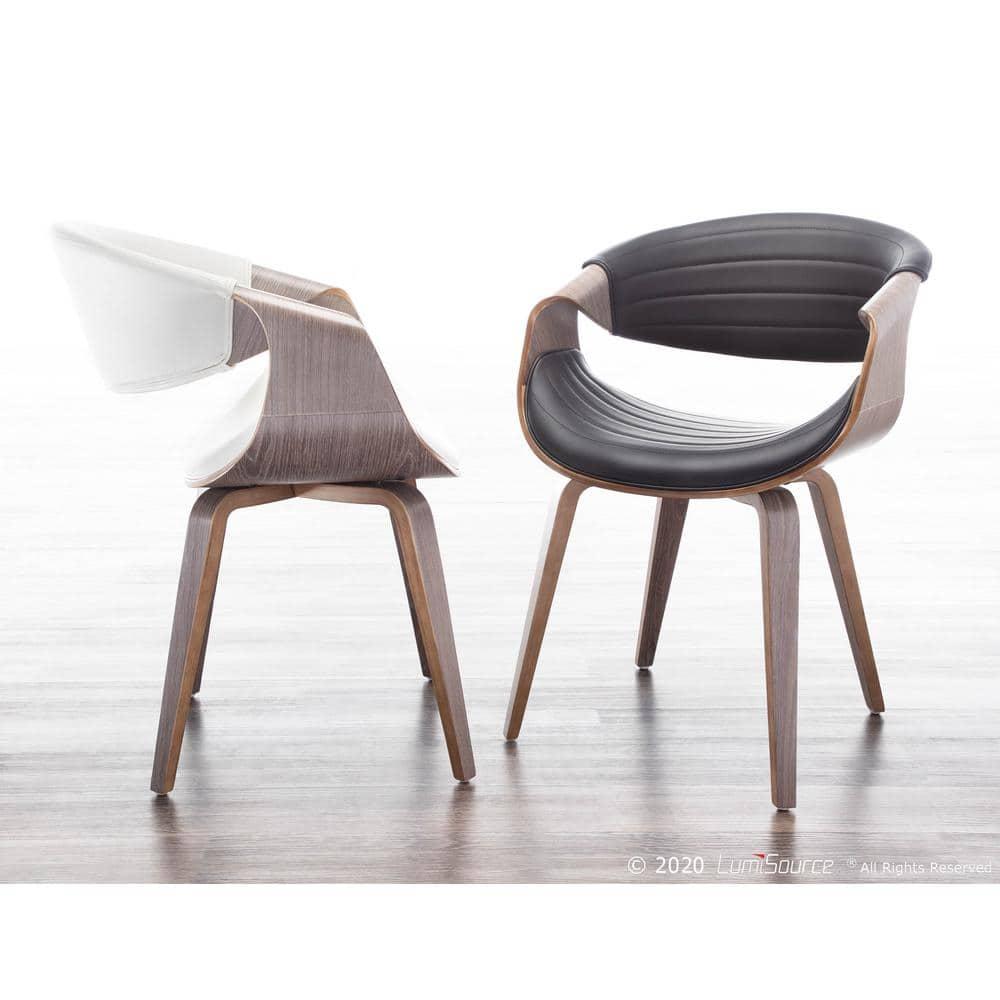 Symphony Mid-Century Modern Dining Accent Chair: Faux Leather, Wood Legs, Tufted - LumiSource