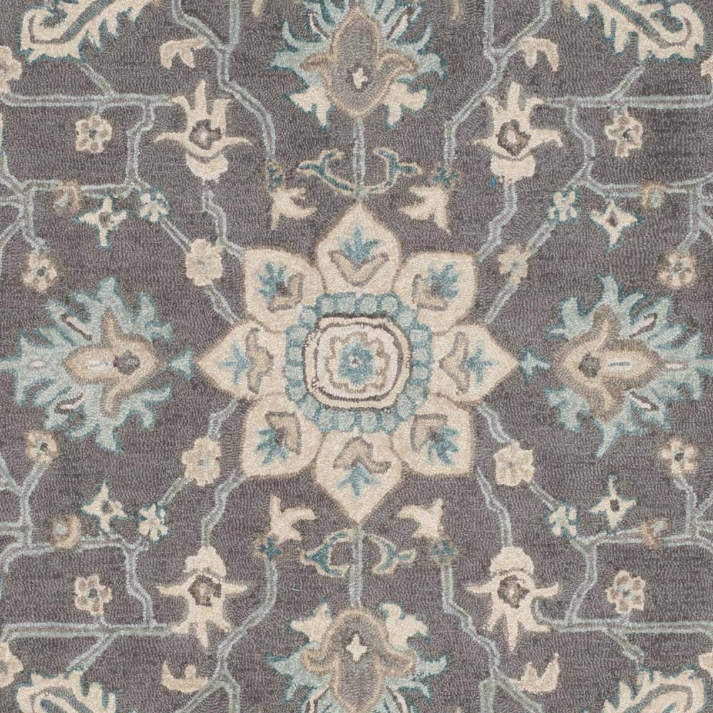 Blossom BLM217 Hand Tufted Area Rug - Dark Grey/Light Brown - 6'x6' - Safavieh..