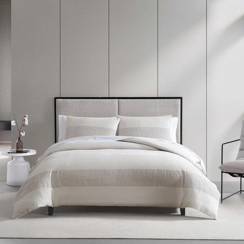 Vera Wang Vera Wang Chenille Waffle Stripe Beige Duvet Cover Set