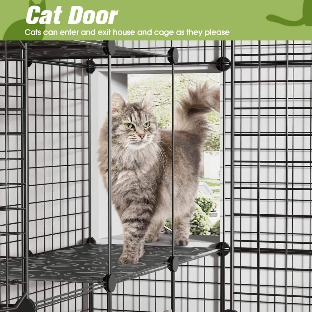 Coziwow Extra Large DIY Cat Cage Playpen, Metal Wire Kennels, Pet Cage for Rabbit Small Animal Indoor, Black