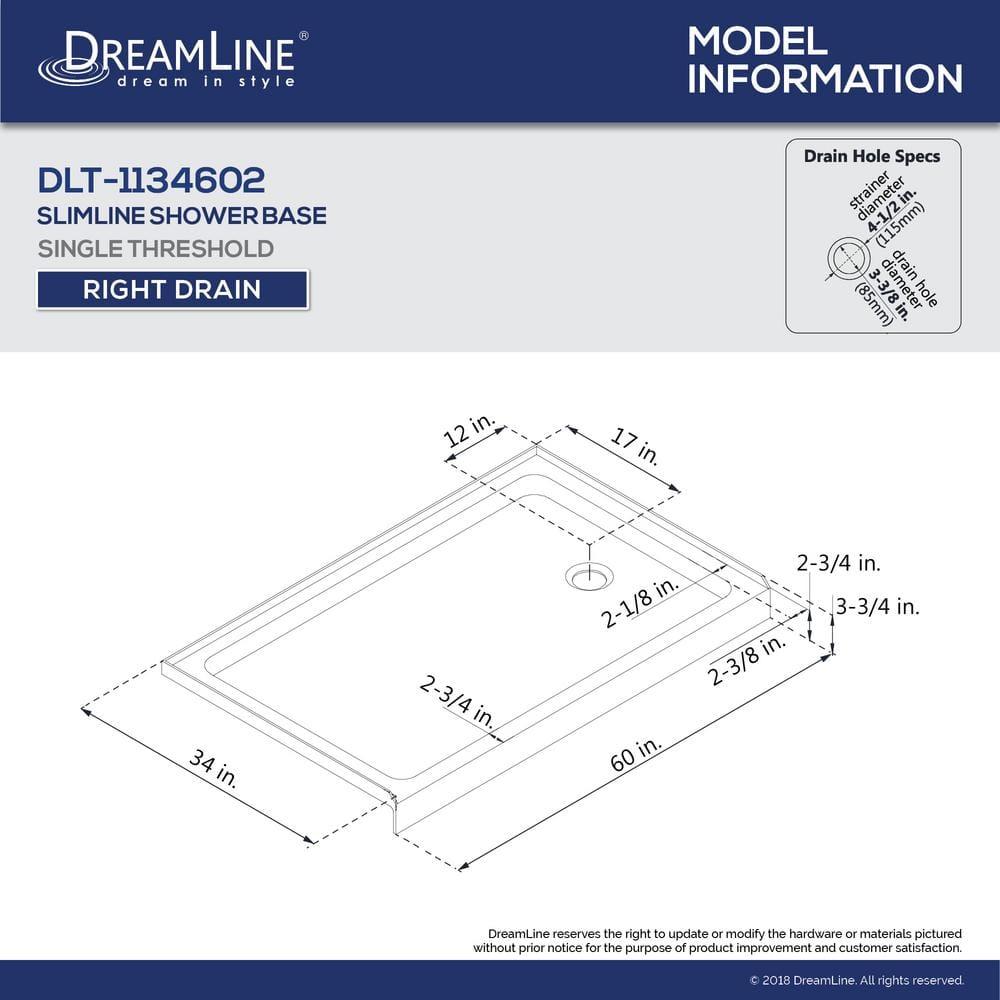SlimLine 60" x 34" Single Threshold Shower Base