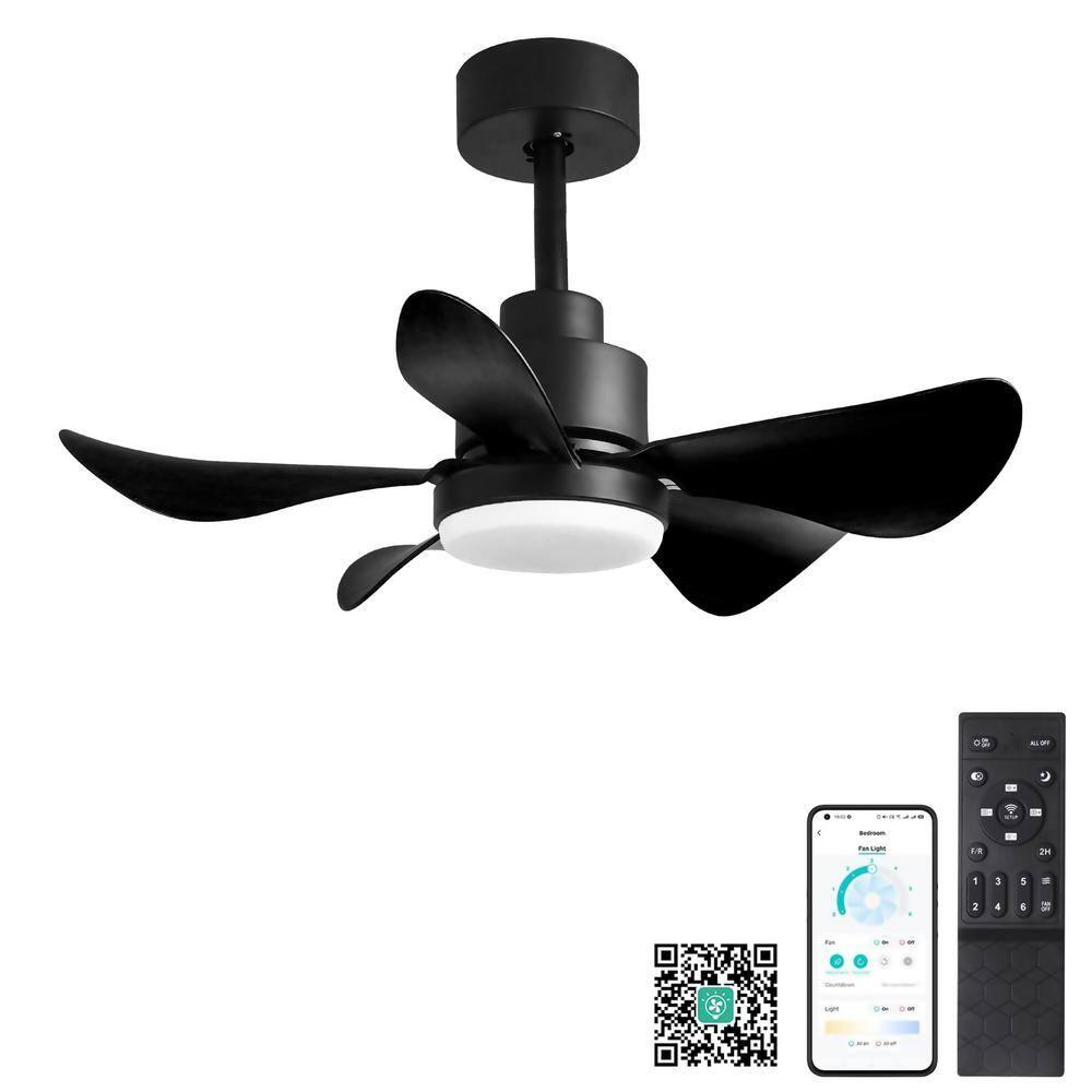 Acpouw 28' Ceiling Fans with Lights and Remote/APP Control, Low Profile Ceiling Fans with 5 Reversible Blades 3 Colors Dimmable 6 Speeds Ceiling Fan for Bedroom Kitchen