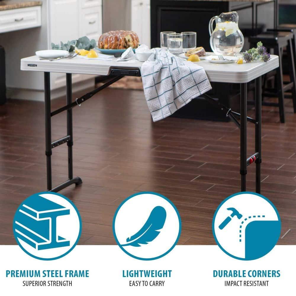 Lifetime 4 Foot Rectangle Folding Table Indoor/Outdoor Commercial Grade, Almond (80387)