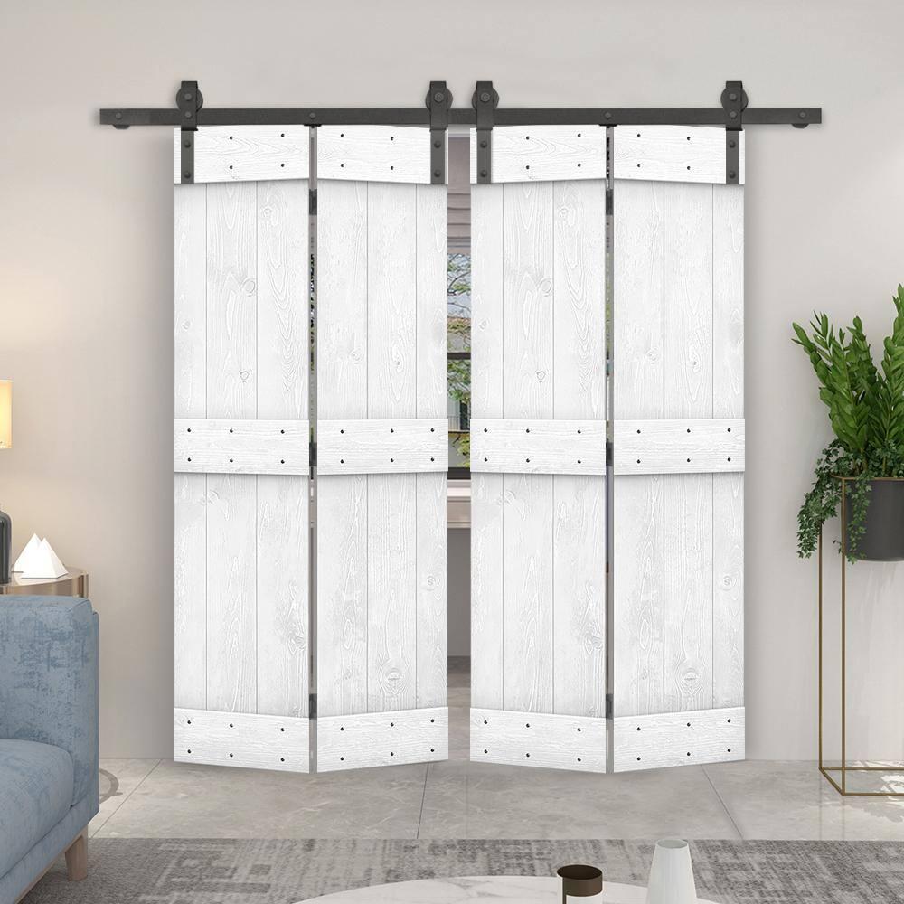 Calhome 84'' Solid Wood Barn Doors Painted Bi-Fold Door