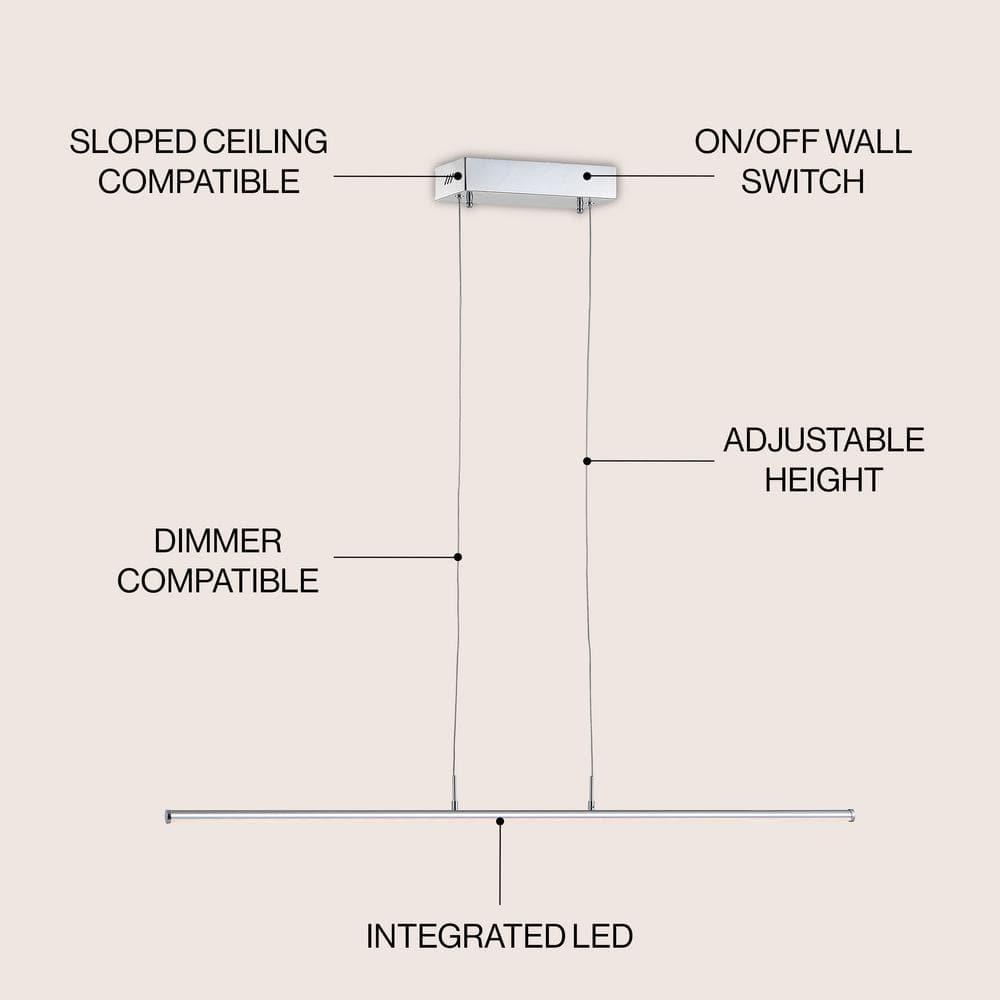 Conley 39.5" Dimmable Adjustable Integrated LED Metal Linear Pendant, Chrome