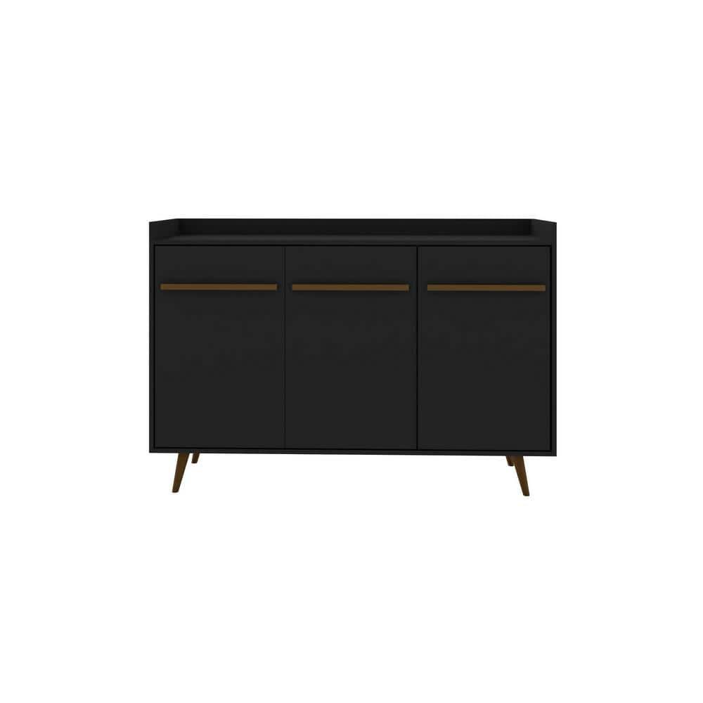 53.54" Bradley Buffet Stand Black - Manhattan Comfort: Mid-Century Modern Storage Console