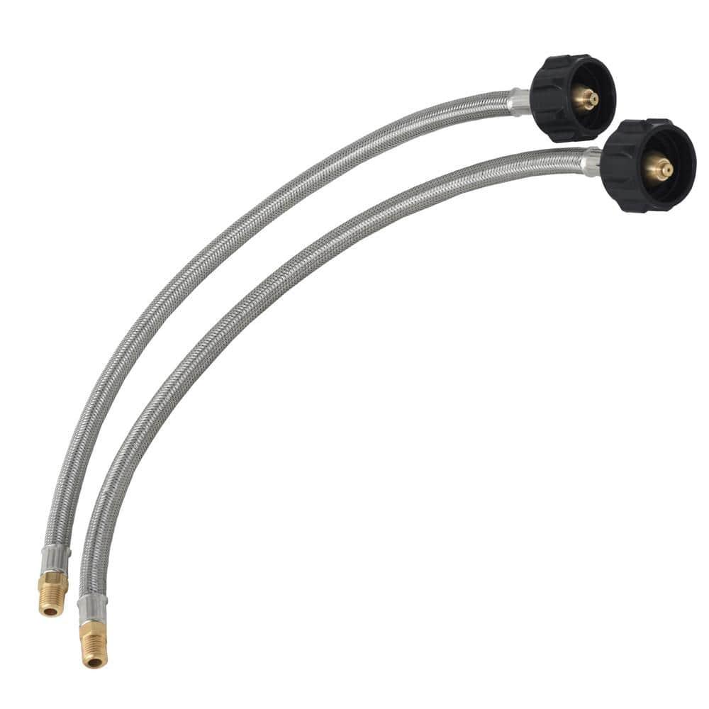 18" Stainless Steel Braided Propane Hose with Brass Fittings