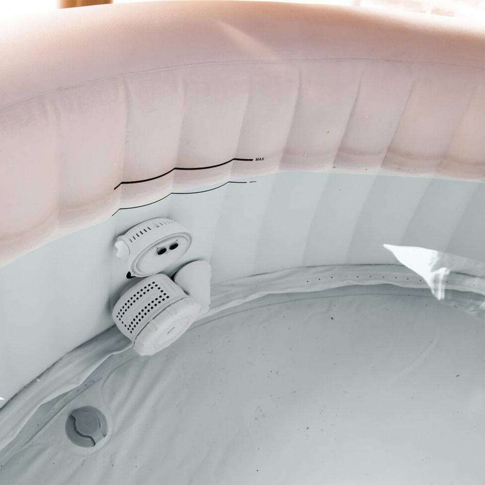 Intex 28439EP PureSpa Plus Greywood Inflatable Hot Tub Bubble Jet Spa with 4 Battery Powered Submersible Multi-Colored LED Lights