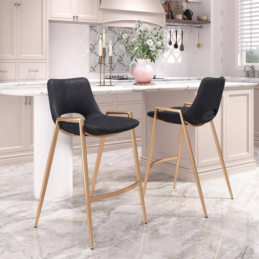 Zuo Hospitality Desi Black Upholstered Counter Stool (Set of 2)