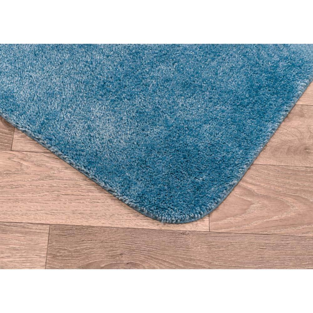 4pc Traditional Nylon Washable Bathroom Rug Set Basin Blue - Garland Rug: Includes Lid & Contour Cover, Machine Made