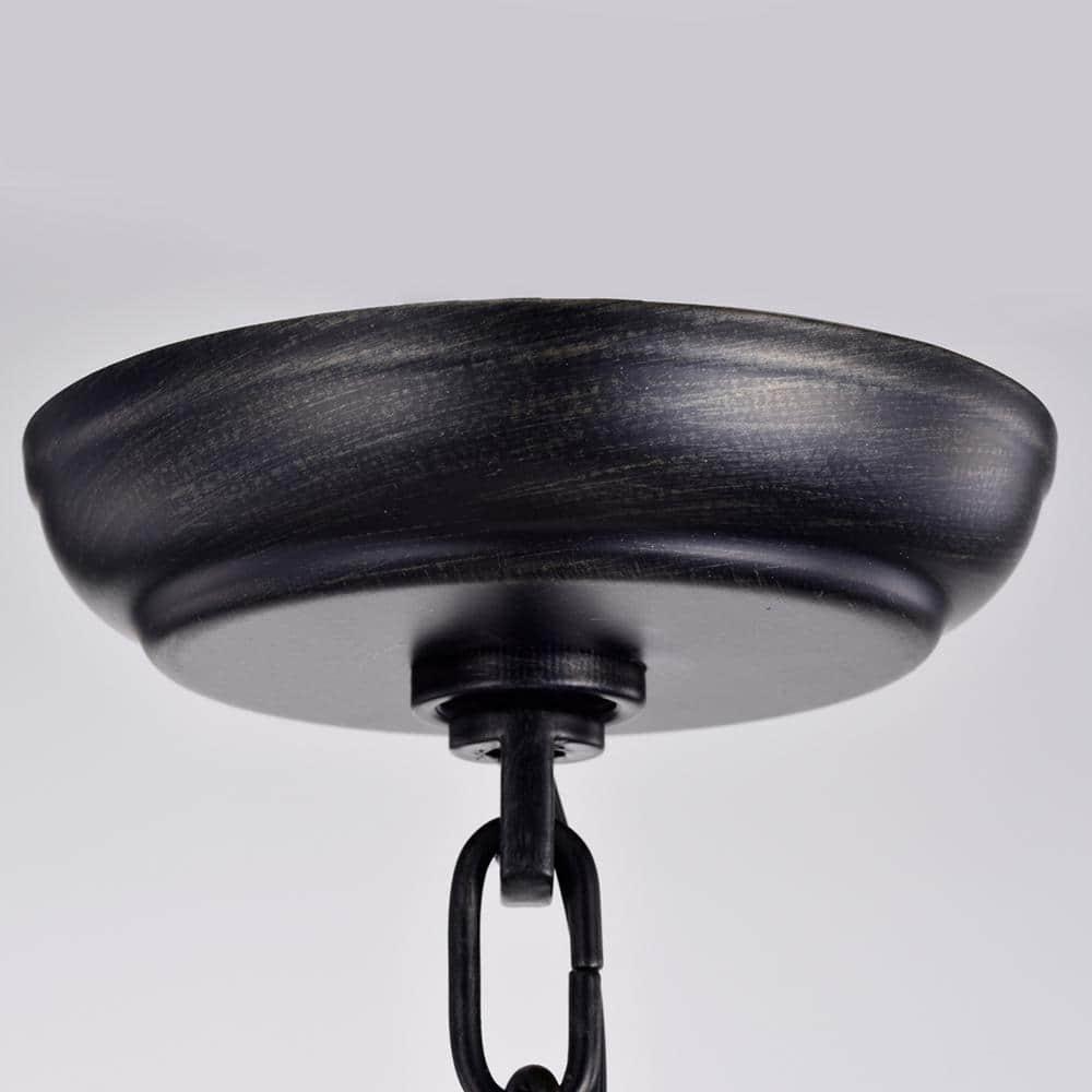 The Lighting Store Benita Antique Black Natural Wood Orb Chandelier