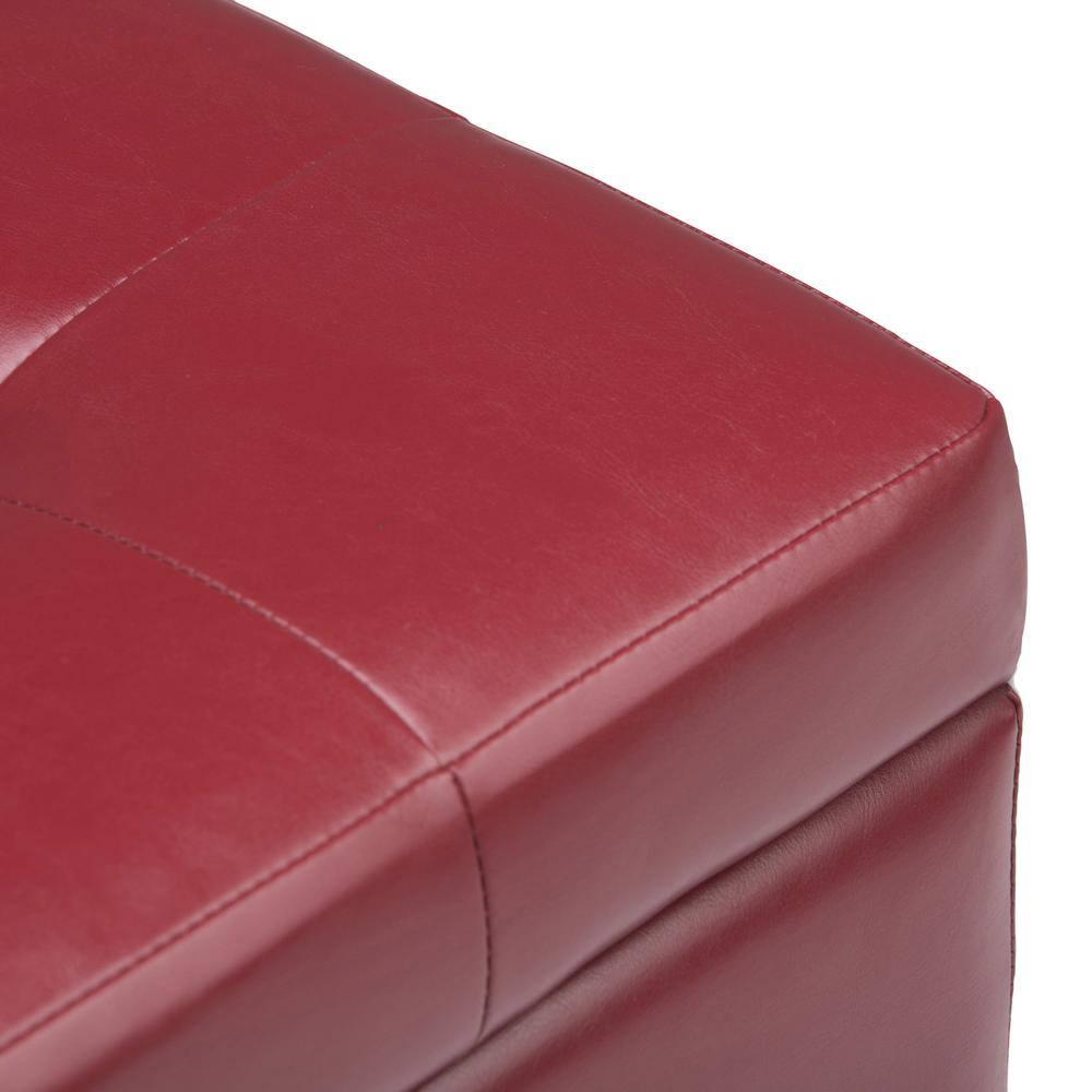 Simpli Home Cosmopolitan 34"W Upholstered Storage Ottoman with Tufted Design and Large Interior Storage