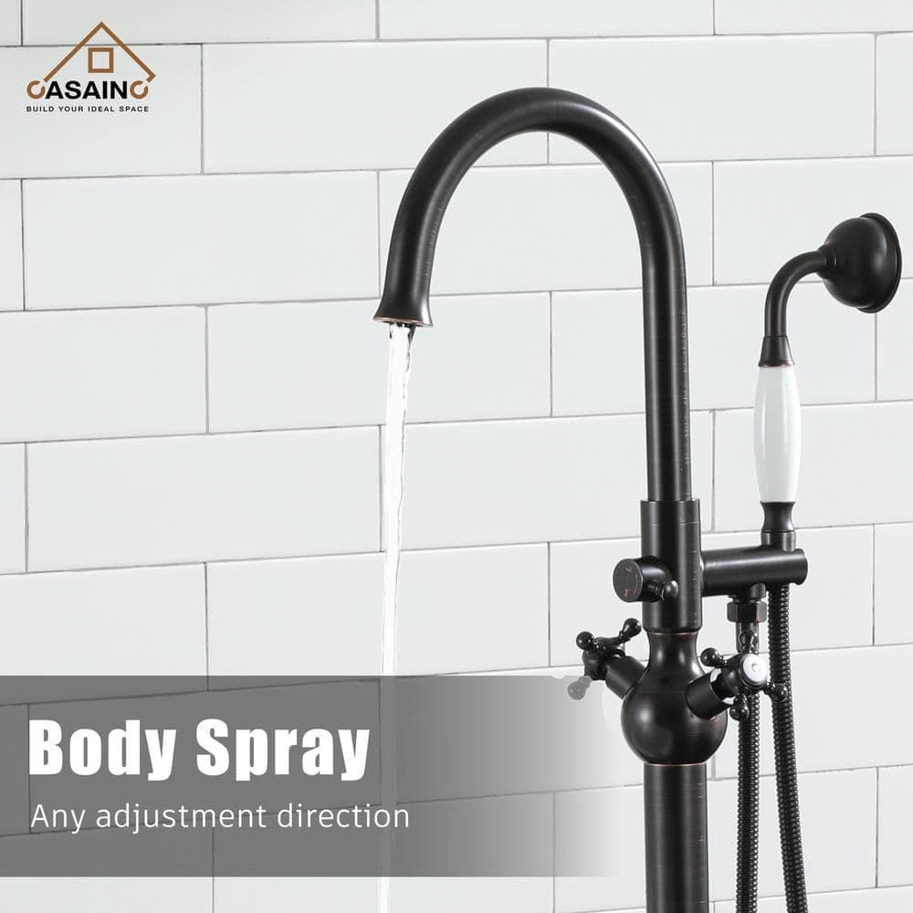 CASAINC Freestanding 2 Handles High Flow Bathtub Faucet with Hand Shower
