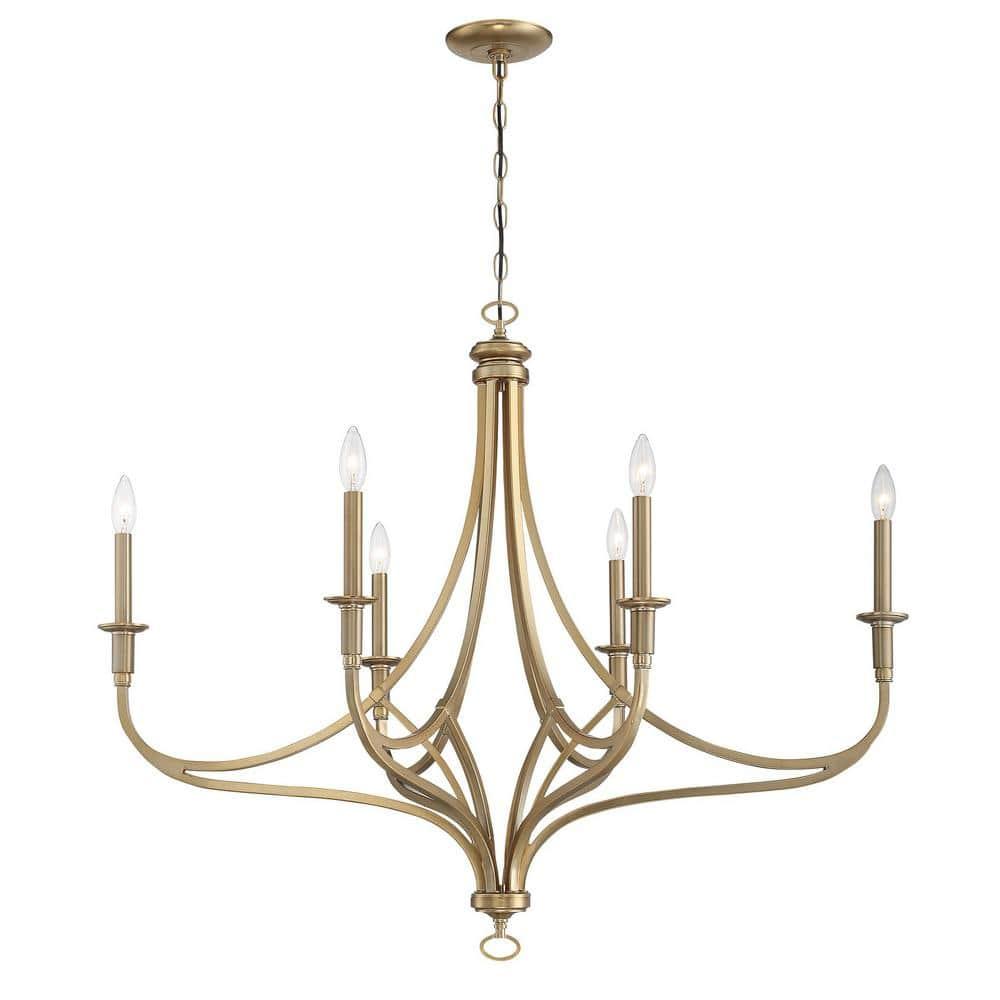 Minka Lavery Brushed Honey Gold Chandelier 40" Wide Modern 6-Light Fixture for Dining Room House Foyer Kitchen Entryway Bedroom