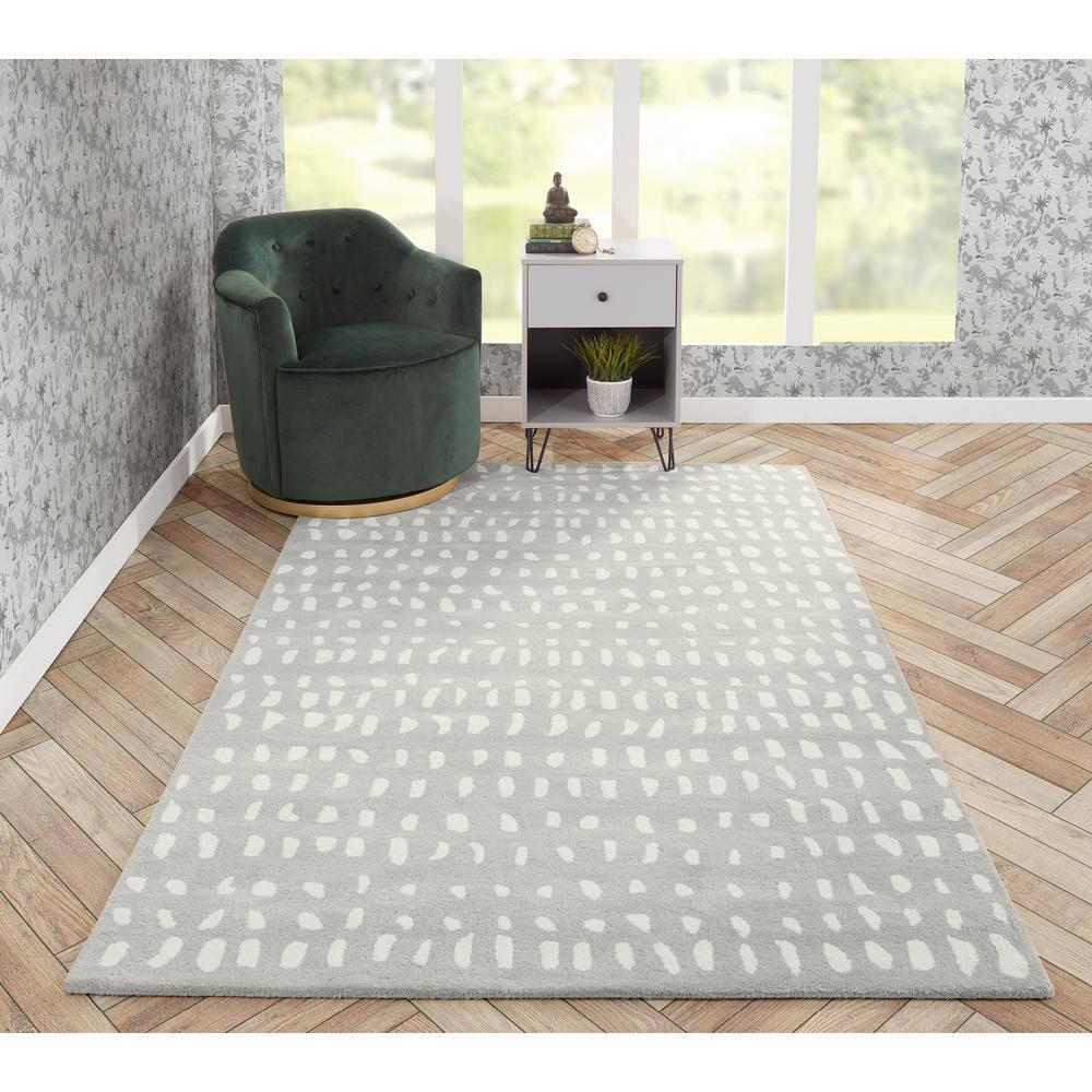 Skyline Decor Novogratz by  Delmar Boho Dots Hand-tufted Wool Area Rug Grey 9' x 12' 9' x 12' Indoor, Handmade Ivory Rectangle