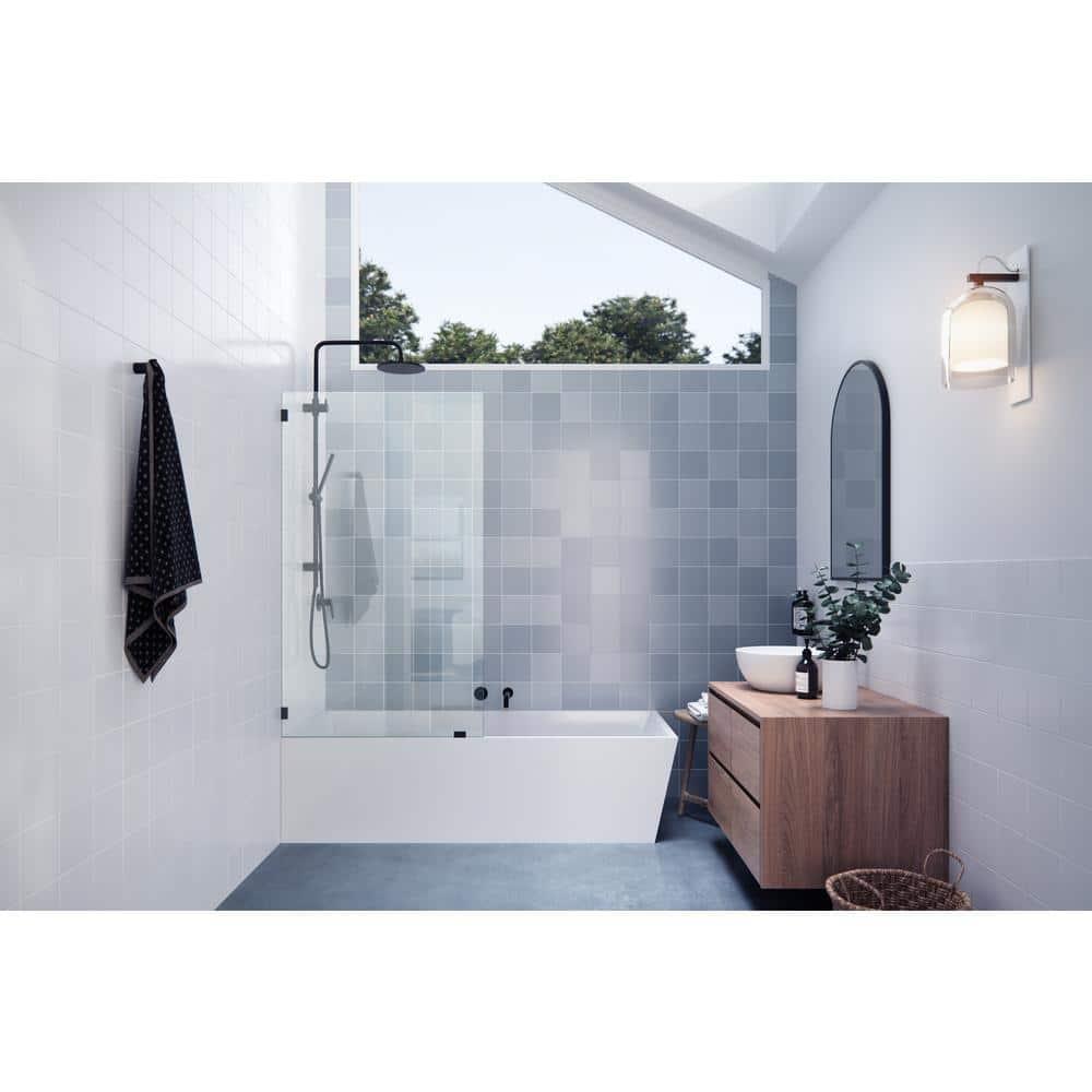 Vela 34 in. x 58.25 in. Frameless Single Fixed Bath Panel