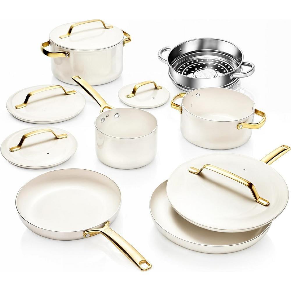 Gotham Steel Gotham Steel Modern Collection 11 Pc Cream Nonstick Cookware Set
